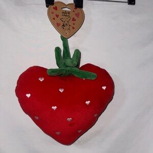 Pally Paws Red Heart Strawberry Valentines Day Dog Toy With Squeaker